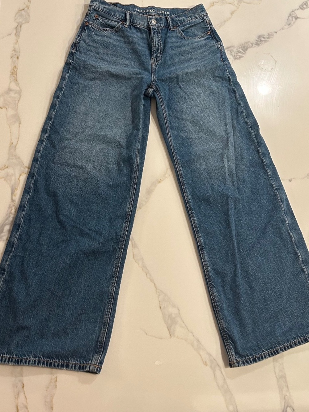 American Eagle Dark Wash Low Rise Ultra Wide Leg Jeans
